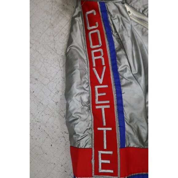 Vintage 90s Corvette Bomber Jacket Women’s S Silver Comda Sportswear Satin - Picture 6 of 11